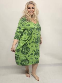 Šaty popsané s dlouhým rukávem Velikost: OVERSIZE, Barva: Letní zelená