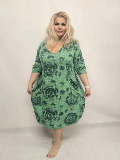 Šaty popsané s dlouhým rukávem Velikost: OVERSIZE, Barva: Zelená travní