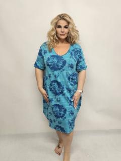 Šaty s nápisy Vanda Velikost: OVERSIZE, Barva: Nebeská modrá