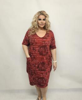Šaty s nápisy Vanda Velikost: OVERSIZE, Barva: Vínová