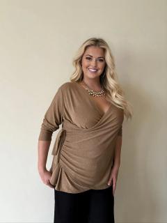 Tunika se třpytem Diana Velikost: Universální, Barva: Tmavší latté do zlaté