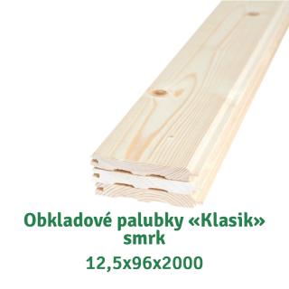 Obkladové palubky «Klasik» 12,5x96x2000 AB, smrk - 180 Kč/m2 bez DPH (10 ks v balení = 1,92 = 345,6 Kč bez DPH)