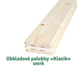 Obkladové palubky «Klasik» 12,5x96x2500 AB, smrk - 180 Kč/m2 bez DPH (10 ks v balení = 2,4 = 432 Kč bez DPH)