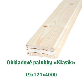 Obkladové palubky «Klasik» 19x121x3000 AB, smrk - 285 Kč/m2 bez DPH (4 ks v balení = 1,452m2 = 413,82 Kč bez DPH )