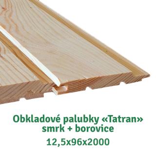 Obkladové palubky «Tatran»; 12,5x96x2000; BC; smrk + borovice; 10 ks v balení (severský smrk + borovice 130 Kč/m2 + DPH)