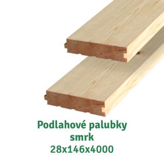 Podlahové palubky 28x146x4000 AB, smrk - 438 Kč/m2 bez DPH (3ks v balení = 1,752 m2 = 767,4 Kč bez DPH)
