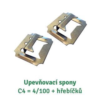 Upevňovací spony; C4 = 4/100 + hřebíčků;  pro 12,5 mm (C4 = 4/100 + hřebíčků 100 ks)