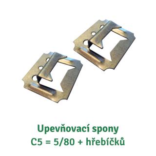 Upevňovací spony; C5 = 5/80 + hřebíčků; pro 14 a 19 mm (C5 = 5/80 + hřebíčků 80 ks)