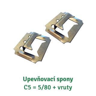 Upevňovací spony; C5 = 5/80 + vruty; pro 14 a 19 mm  (C5 = 5/80 + vruty 80 ks)