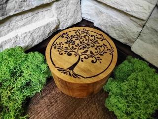 Dřevěná gravírovaná šperkovnice strom života + náramek zdarma