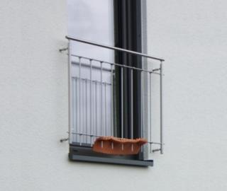 Nerezový set zábradlí pro francouzská okna SVISLÉ příčky - šířka 120 cm
