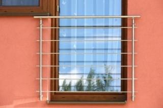 Nerezový set zábradlí pro francouzská okna VODOROVNÉ příčky - šířka 120 cm