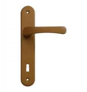 Dveřní kování v barvě zlaté (pro dozický klíč) (Klika se štítkem)