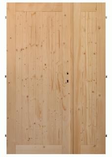 Palubkové dveře dvoukřídlé č.1 (šíře 125cm) (Masivní smrkové dveře)