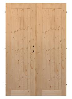 Palubkové dveře dvoukřídlé č.1 (šíře 180 cm) (Masivní smrkové dveře)