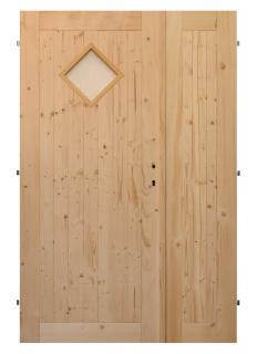 Palubkové dveře dvoukřídlé č.10 (šíře 125cm) (Masivní smrkové dveře)