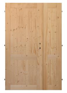 Palubkové dveře dvoukřídlé č.11 (šíře 125cm) (Masivní smrkové dveře)