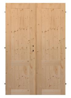 Palubkové dveře dvoukřídlé č.11 (šíře 180cm) (Masivní smrkové dveře)