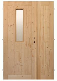 Palubkové dveře dvoukřídlé č.2 (šíře 125cm) (Masivní smrkové dveře)