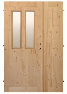 Palubkové dveře dvoukřídlé č.3 (šíře 125cm) (Masivní smrkové dveře)