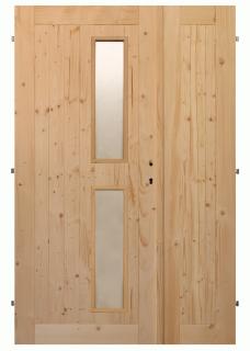 Palubkové dveře dvoukřídlé č.4 (šíře 125cm) (Masivní smrkové dveře)