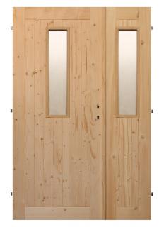 Palubkové dveře dvoukřídlé č.6 (šíře 125cm) (Masivní smrkové dveře)