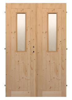 Palubkové dveře dvoukřídlé č.6 (šíře 180cm) (Masivní smrkové dveře)