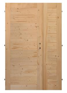 Palubkové dveře dvoukřídlé č.7 (šíře 125cm) (Masivní smrkové dveře)