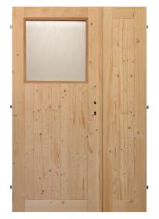 Palubkové dveře dvoukřídlé č.8 (šíře 125cm) (Masivní smrkové dveře)