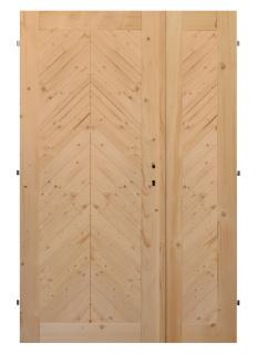 Palubkové dveře dvoukřídlé č.9 (šíře 125cm) (Masivní smrkové dveře)