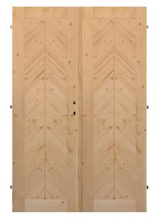 Palubkové dveře dvoukřídlé č.9 (šíře 180cm) (Masivní smrkové dveře)