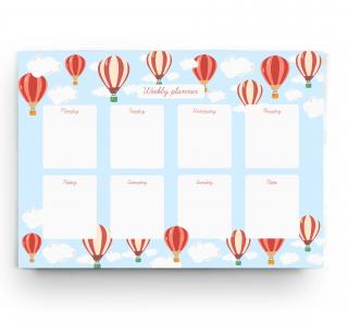 Weekly Planner (Týdenní plánovač) A4 - Balóny Vyberte možnost: Bez magnetu
