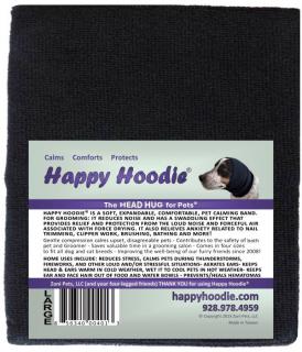 Happy Hoodie - uklidňující čelenka pro psy a kočky  Ochrana sluchu pro zvířata Velikost: L, Barva: Černá
