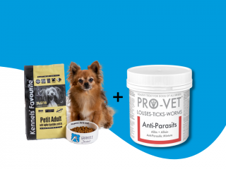 Kennels' Favourite Petit Adult 1,5 kg + PRO-VET Anti-parasits  Akční balíček oblíbených produktů