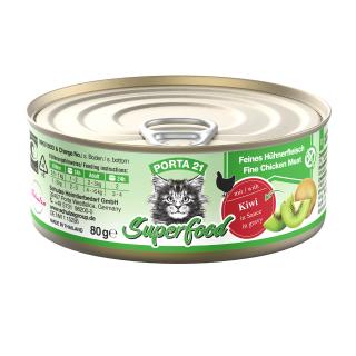 Konzerva pro kočky PORTA21 - kuře&kiwi 80 g  Superfood morké krmivo pro kočky