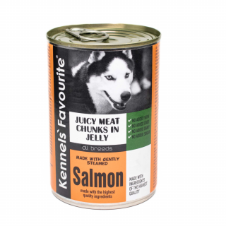 Konzerva pro psy - Kennels' Favourite losos  šťavnaté kousky masa v želé Hmotnost: 1240 g