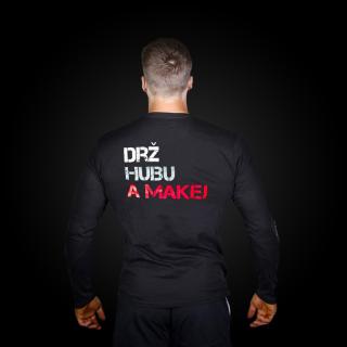 Fitness tričko s dlouhým rukávem do posilovny Gymtime pánské - DRŽ HUBU A MAKEJ Velikost: 2XL, Barva: Černá