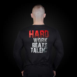 Pánské tričko s dlouhým rukávem GymTime - Hard Work Beats Talent Velikost: S, Barva: Černá
