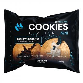 Passion MPower Cookie Gain Mini 2x40g Kešu a kokos Náplň: bílá a tmavá čokoláda