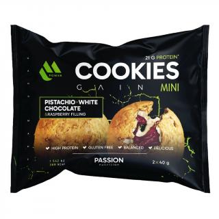 Passion MPower Cookie Gain Mini 2x40g Pistáciová s bílou čokoládou Náplň: malinová