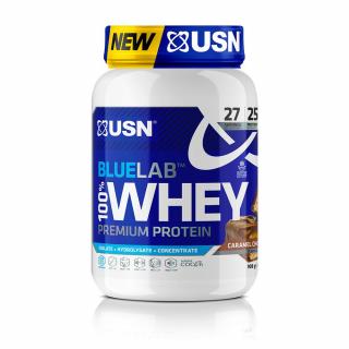 USN BlueLab 100 Whey Premium Protein 908 g Příchuť: karamel-popcorn