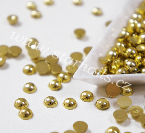 3D půl perly - zlaté perličky 3mm 100ks (Zdobení nehtů půl perličky 3mm)