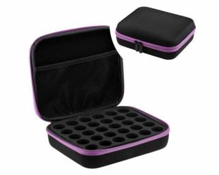 Přenosný kufr pro gel laky, laky černý s růžovým zipem (Lehký kosmetický, kadeřnický kufřík)