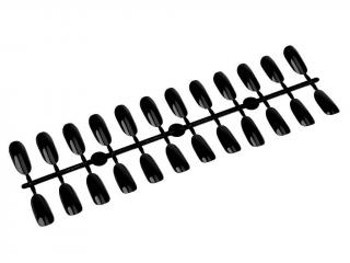 Prezentační tipy oválné, černé, 48ks (Čiré rovné extra dlouhé tipy ideální pro nail art)