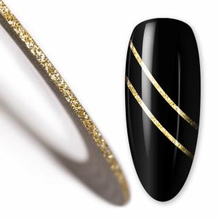 Samolepící zdobící páska na nehty Gold Glitter - 1 mm (Zdobící - glitrová samolepící páska na nehty)