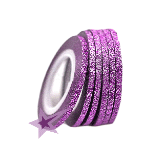 Samolepící zdobící páska na nehty sparkle fialová, 3mm (Zdobící - glitrová samolepící páska na nehty)