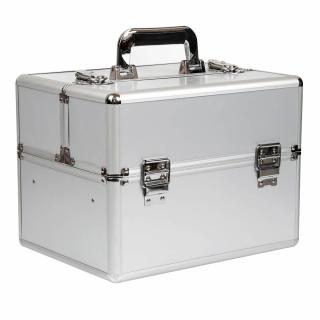 STAR kosmetický kufr L – SILVER SMOOTH (Kosmetický, kadeřnický kufřík na UV lampu, brusku)
