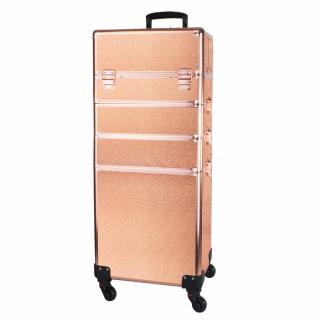STAR kosmetický kufr XXL – ROSE GOLD GRAIN (Rozkládací kosmetický, kadeřnický kufr černý)
