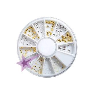 Starnails 3D kovové kulaté metalické ozdoby stříbrné a zlaté karusel č.29