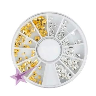 Starnails 3D kovové metalické ozdoby stříbrné/zlaté mix - karusel č.19